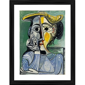 Generic Woman with Yellow Hat 1962 Painting With Wood Photo Frame (Multicolor)