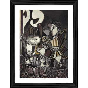 Generic Claude and Paloma 1954 Painting With Wood Photo Frame (Multicolor)