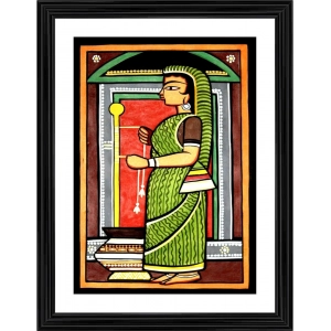 Generic Yashoda Painting With Wood Photo Frame (Multicolor)