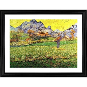 Generic Meadow in the Mountains Saint Paul 1889 Painting With Wood Photo Frame (Multicolor)