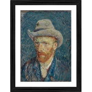 Generic Self Portrait with Grey Felt Hat 1887 Painting With Wood Photo Frame (Multicolor)