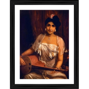 Generic A Lady Playing Veena 1888 Painting With Wood Photo Frame (Multicolor) Generic A Lady Playing Veena 1888 Painting With Wood Photo Frame (Multicolor)