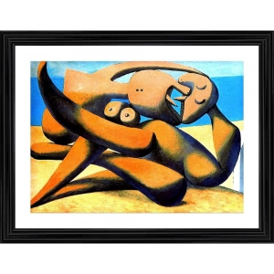 Generic Figure At The Seaside 1931 Painting With Wood Photo Frame (Multicolor)