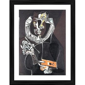 Generic Portrait of a Painter after El Greco 1950 Painting With Wood Photo Frame (Multicolor)