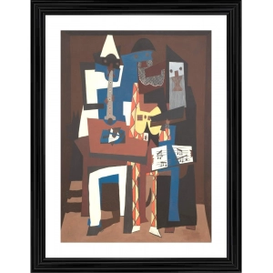 Generic Three Musicians 1921 Painting With Wood Photo Frame (Multicolor)