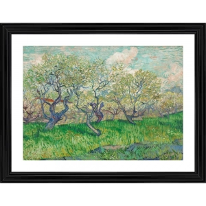 Generic Orchard in Blossom 1889 Painting With Wood Photo Frame (Multicolor)