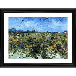 Generic The Green Vineyard 1888 Painting With Wood Photo Frame (Multicolor)