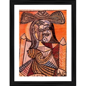 Generic Seated Woman 1938 Painting With Wood Photo Frame (Multicolor)