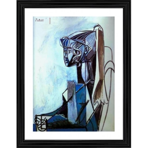 Generic Portrait of Sylvette 1954 Painting With Wood Photo Frame (Multicolor)