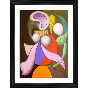 Generic Woman with a Flower 1932 Painting With Wood Photo Frame (Multicolor)