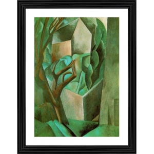 Generic Small House in the Garden 1908 Painting With Wood Photo Frame (Multicolor)