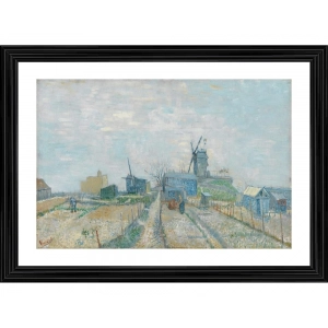 Generic Windmills and Allotments 1887 Painting With Wood Photo Frame (Multicolor)