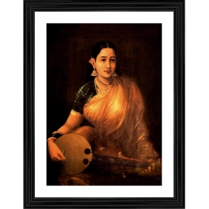 Generic A Lady Playing Swarbat 1874 Painting With Wood Photo Frame (Multicolor) Generic A Lady Playing Swarbat 1874 Painting With Wood Photo Frame (Multicolor)
