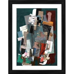 Generic Man with a Pipe 1915 Painting With Wood Photo Frame (Multicolor)