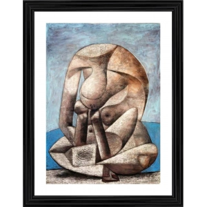 Generic Woman with a Book 1937 Painting With Wood Photo Frame (Multicolor)