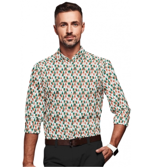Generic Men's Cotton Blended Printed Full Sleeve Shirt (Multicolor)