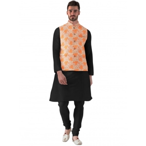 Generic Men's Jacquard Printed Full Sleeve Waistcoat (Orange) Generic Men's Jacquard Printed Full Sleeve Waistcoat (Orange)