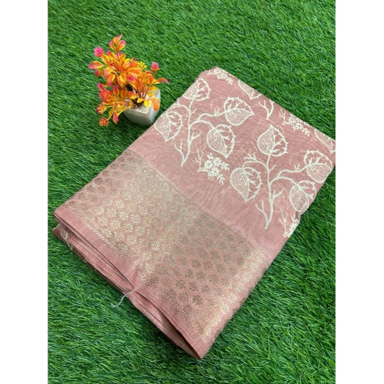 Generic Women's Cotton Blend Printed Saree With Unstitched Blouse (Peach, 5-5 Mtrs) Generic Women's Cotton Blend Printed Saree With Unstitched Blouse (Peach, 5-5 Mtrs)