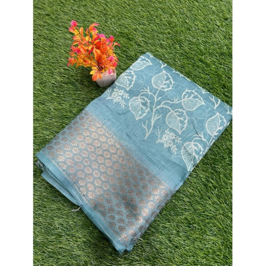 Generic Women's Cotton Blend Printed Saree With Unstitched Blouse (Blue, 5-5 Mtrs) Generic Women's Cotton Blend Printed Saree With Unstitched Blouse (Blue, 5-5 Mtrs)