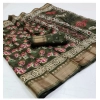 Generic Women's Cotton Printed Saree With Unstitched Blouse (Green, 5-5 Mtrs)