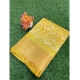 Generic Women's Linen Printed Saree With Unstitched Blouse (Yellow, 5-5 Mtrs)