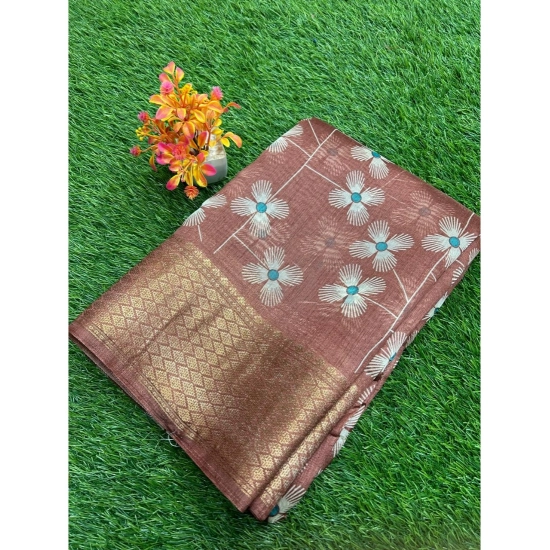 Generic Women's Cotton Printed Saree With Unstitched Blouse (Cream, 5-5 Mtrs) Generic Women's Cotton Printed Saree With Unstitched Blouse (Cream, 5-5 Mtrs)