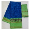Generic Women's Cotton Printed Saree With Unstitched Blouse (Blue, 5-5 Mtrs)