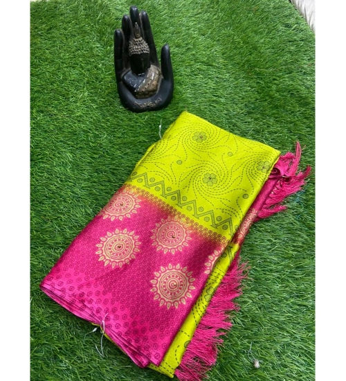 Generic Women's Crepe Printed Saree With Unstitched Blouse (Mehendi, 5-5 Mtrs)