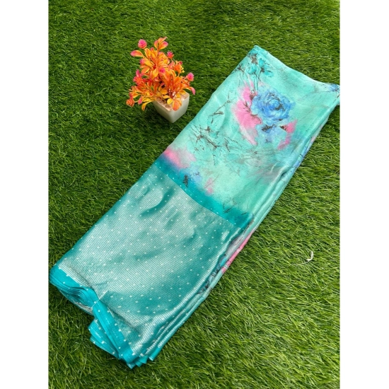 Generic Women's Brasso Printed Saree With Unstitched Blouse (Teal, 5-5 Mtrs) Generic Women's Brasso Printed Saree With Unstitched Blouse (Teal, 5-5 Mtrs)