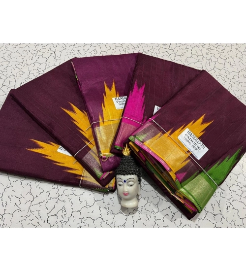 Generic Women's Tussar Silk Printed Saree With Unstitched Blouse (Magenta, 5-5 Mtrs)