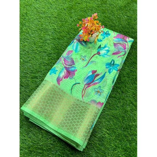 Generic Women's Cotton Printed Saree With Unstitched Blouse (Green, 5-5 Mtrs) Generic Women's Cotton Printed Saree With Unstitched Blouse (Green, 5-5 Mtrs)