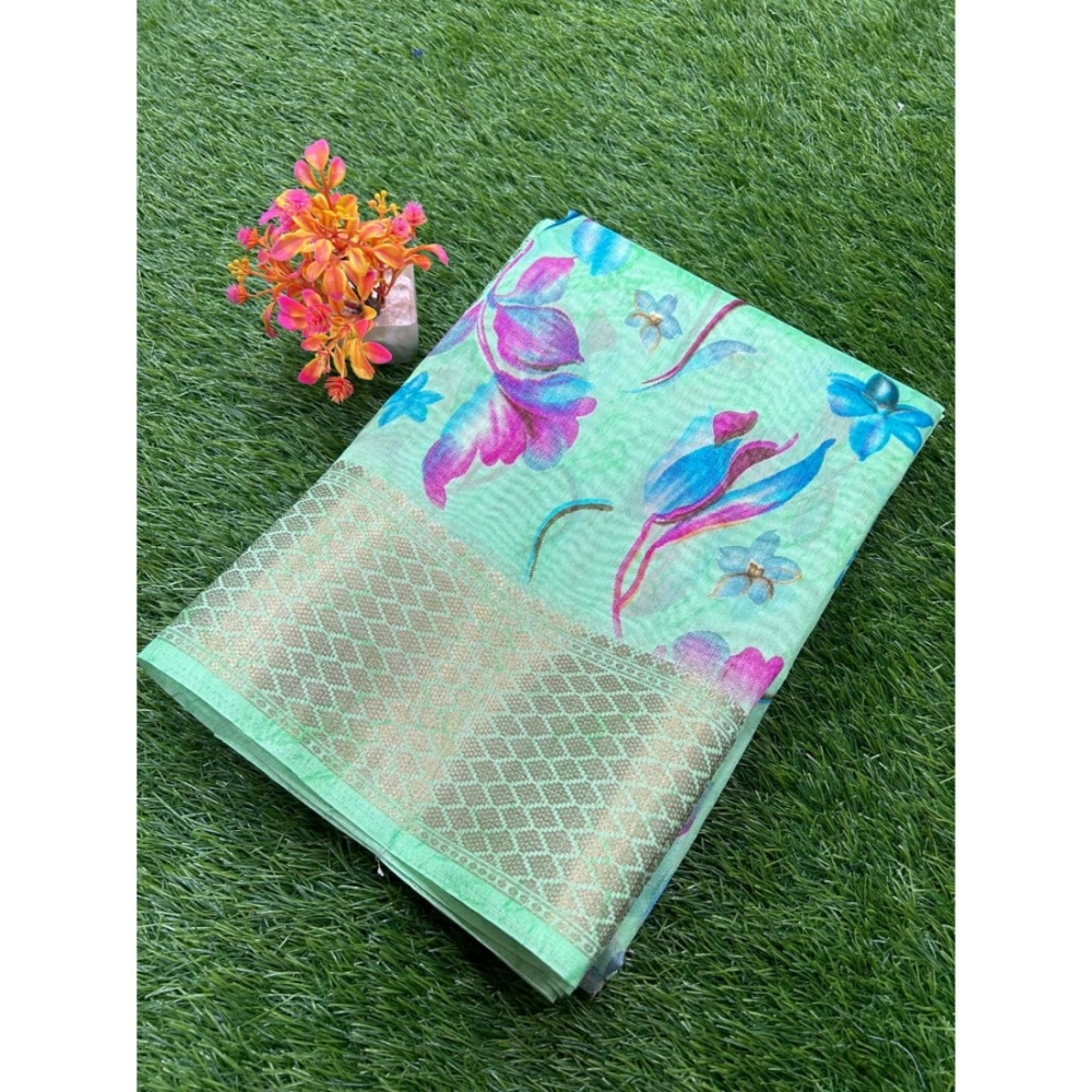 Generic Women's Cotton Printed Saree With Unstitched Blouse (Dark-Green, 5-5 Mtrs) Generic Women's Cotton Printed Saree With Unstitched Blouse (Dark-Green, 5-5 Mtrs)