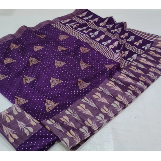 Generic Women's Cotton Silk Printed Saree With Unstitched Blouse (Purple, 5-5 Mtrs) Generic Women's Cotton Silk Printed Saree With Unstitched Blouse (Purple, 5-5 Mtrs)