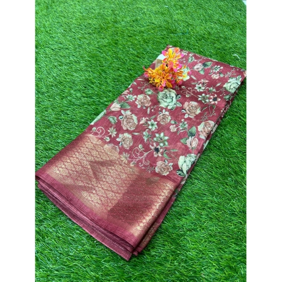 Generic Women's Cotton Printed Saree With Unstitched Blouse (Pink, 5-5 Mtrs)
