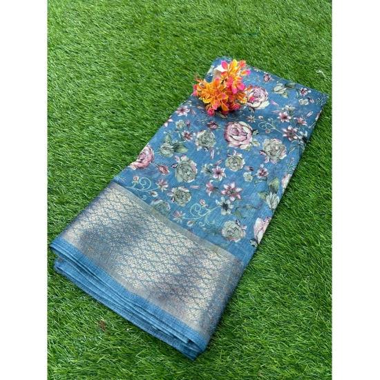 Generic Women's Cotton Printed Saree With Unstitched Blouse (Blue, 5-5 Mtrs) Generic Women's Cotton Printed Saree With Unstitched Blouse (Blue, 5-5 Mtrs)
