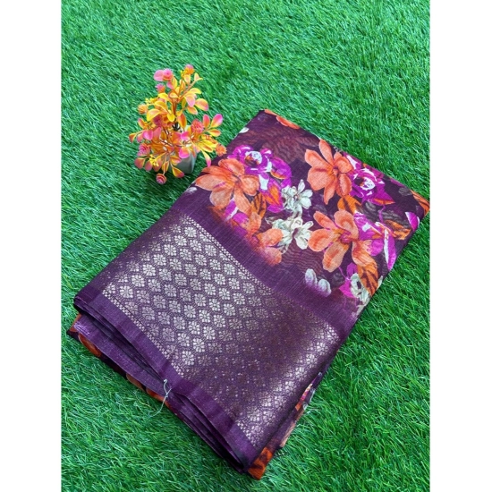 Generic Women's Cotton Printed Saree With Unstitched Blouse (Purple, 5-5 Mtrs) Generic Women's Cotton Printed Saree With Unstitched Blouse (Purple, 5-5 Mtrs)