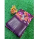Generic Women's Cotton Printed Saree With Unstitched Blouse (Purple, 5-5 Mtrs)