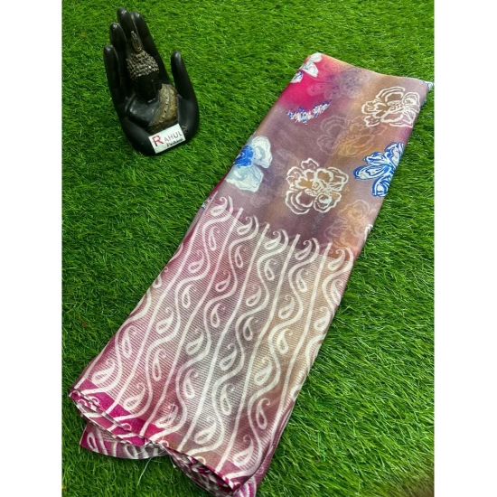 Generic Women's Chiffon Printed Saree With Unstitched Blouse (Pink, 5-5 Mtrs)