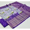 Generic Women's Art Silk Printed Saree With Unstitched Blouse (Purple, 5-5 Mtrs)