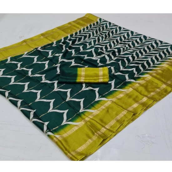 Generic Women's Cotton Printed Saree With Unstitched Blouse (Light-Blue, 5-5 Mtrs)