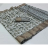 Generic Women's Cotton Printed Saree With Unstitched Blouse (Grey, 5-5 Mtrs)