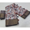 Generic Women's Cotton Printed Saree With Unstitched Blouse (Purple, 5-5 Mtrs)