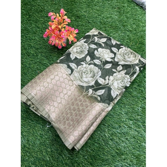 Generic Women's Cotton Printed Saree With Unstitched Blouse (Dark-Green, 5-5 Mtrs) Generic Women's Cotton Printed Saree With Unstitched Blouse (Dark-Green, 5-5 Mtrs)