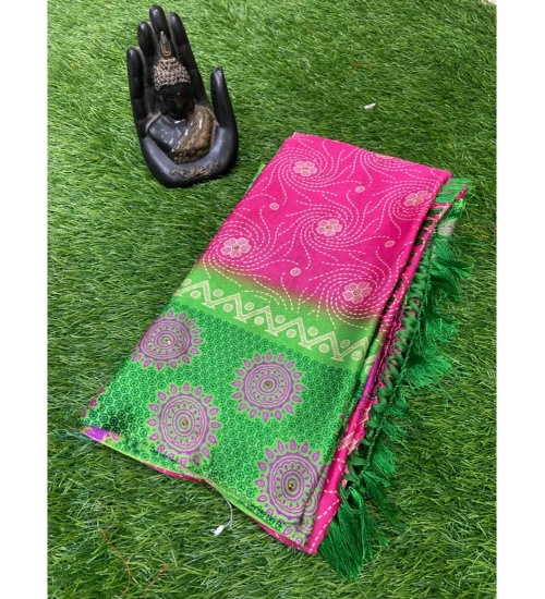 Generic Women's Crepe Printed Saree With Unstitched Blouse (Pink, 5-5 Mtrs)