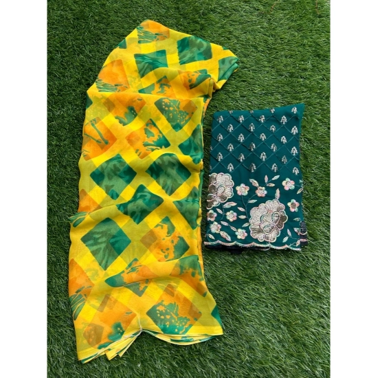Generic Women's Georgette Printed Saree With Unstitched Blouse (Green, 5-5 Mtrs) Generic Women's Georgette Printed Saree With Unstitched Blouse (Green, 5-5 Mtrs)