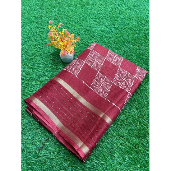 Generic Women's Art Silk Printed Saree With Unstitched Blouse (Red, 5-5 Mtrs)