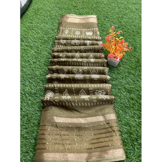 Generic Women's Art Silk Printed Saree With Unstitched Blouse (Brown, 5-5 Mtrs) Generic Women's Art Silk Printed Saree With Unstitched Blouse (Brown, 5-5 Mtrs)