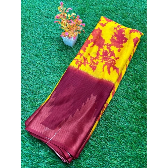 Generic Women's Chiffon Printed Saree With Unstitched Blouse (Red, 5-5 Mtrs)