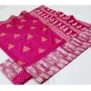 Generic Women's Cotton Silk Printed Saree With Unstitched Blouse (Pink, 5-5 Mtrs)
