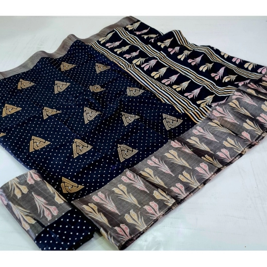 Generic Women's Cotton Silk Printed Saree With Unstitched Blouse (Black, 5-5 Mtrs) Generic Women's Cotton Silk Printed Saree With Unstitched Blouse (Black, 5-5 Mtrs)